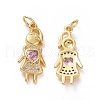 Brass Cubic Zirconia Pendants ZIRC-I062-01G-2