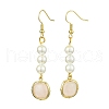 Shell Pearl & Natural Rose Quartz Dangle Earrings EJEW-JE05995-1