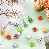 SUNNYCLUE 32Pcs 8 Colors All Kinds of Sports Balls Silicone Beads SIL-SC0001-80-4
