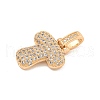 Brass Micro Pave Clear Cubic Zirconia Pendants KK-B099-01G-T-2