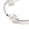 Glass Pearl & Synthetic Hematite & Brass Tube Beaded Stretch Bracelet for Women BJEW-JB09264-4