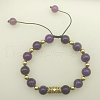 Handmade Round Amethyst Braided Beads Bracelets PV4141-1-1