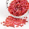 Tube Transparent Colours Rainbow Plated Glass Bugle Beads X-SEED-I001-165-1