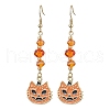 Halloween Gingerbread Man/Pumpkin/Witch Hat Alloy Enamel Dangle Earrings for Women EJEW-JE05897-4