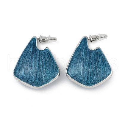 Brass Enamel Stud Earrings EJEW-Q391-01P-02-1