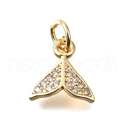 Fishtail Brass Micro Pave Cubic Zirconia Charms KK-L230-14G-1