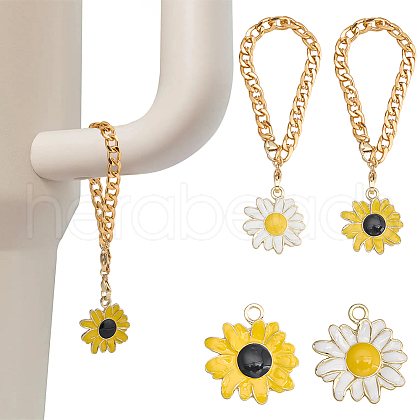SOFPLATE DIY Daisy Cup Charms Jewelry Making Kit DIY-SP0001-79-1