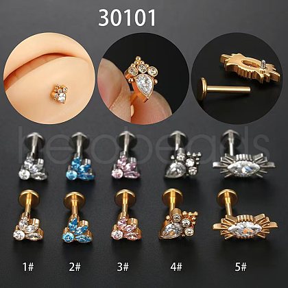 G23 Titanium Micro Pave Pink Cubic Zirconia Threadless Labrets WGA56E5-03-1