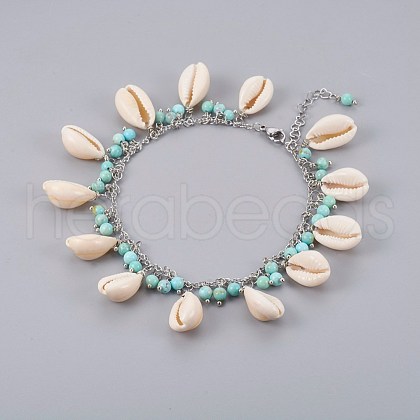 Cowrie Shell Anklets AJEW-AN00246-1
