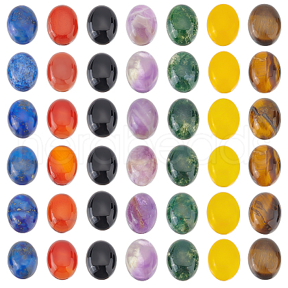 Beebeecraft 42Pcs 7 Styles Chakra Mixed Gemstone Cabochons G-BBC0001-41-1