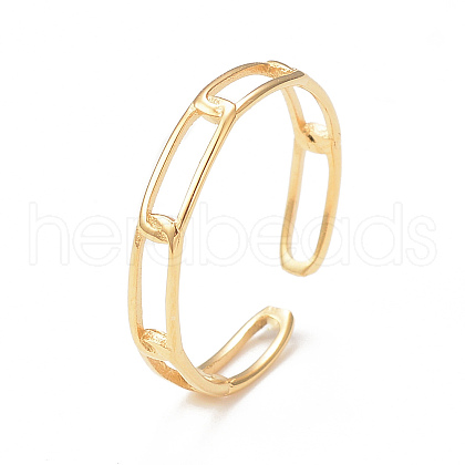 Ion Plating(IP) 304 Stainless Steel Hollow Out Oval Open Cuff Ring for Women RJEW-I096-09G-1