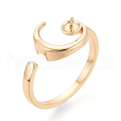 Moon Brass Micro Pave Clear Cubic Zirconia Cuff Ring Settings KK-T076-23G-1