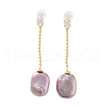 Mother's Day Jewellery Rectangle Natural Pearl Earrings for Women EJEW-E303-05G-1