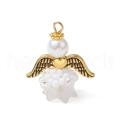 Glass Seed Beaded Angel Pendants PALLOY-MZ00713-01-1