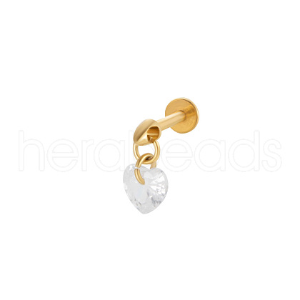 Titanium Alloy Cubic Zirconia 17 Gauge Heart Internally Threaded Labrets WG71E87-08-1