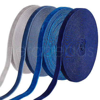 ARRICRAFT 4 Rolls 4 Colors Single Face Velvet Ribbons SRIB-AR0001-18-1