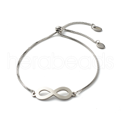 Infinity Symbol Charm Adjustable Slider Bracelet for Men Women BJEW-JB06688-02-1