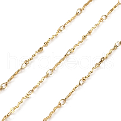 Ion Plating(IP) Handmade 304 Stainless Steel Wave Link Chains CHS-G025-14G-1