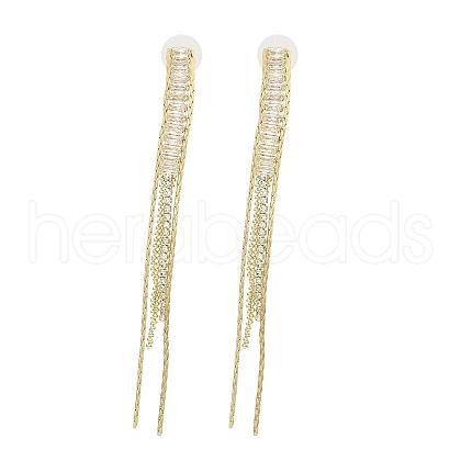Cubic Zirconia Chains Tassel Earrings EJEW-P236-07G-1