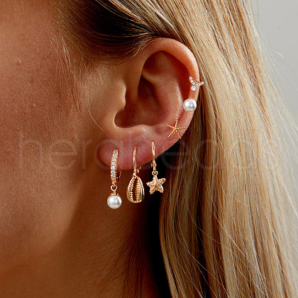 6 Pairs Brass Earring Sets NL6059-1