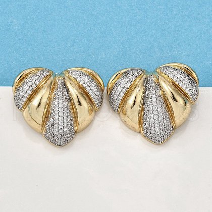Brass Micro Pave Clear Cubic Zirconia Stud Earrings for Women EJEW-G430-02GP-1