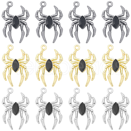SUNNYCLUE 24Pcs 3 Colors Blank Glass Spider Pendant FIND-SC0006-47-1