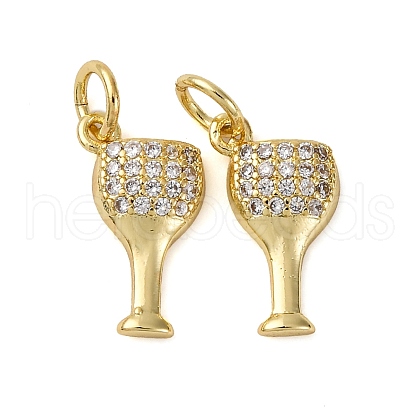 Brass Micro Pave Clear Cubic Zirconia Charms KK-P308-82G-1