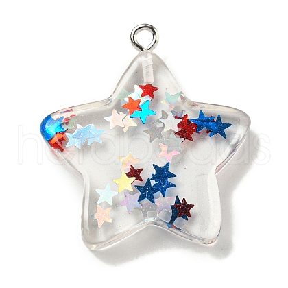 Independence Day Transparent Resin Pendants RESI-U007-01A-1
