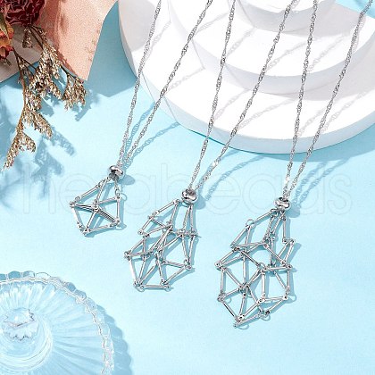 3Pcs 3 Sizes 304 Stainless Steel Macrame Pouch Empty Stone Holder Necklace Making NJEW-JN05238-1