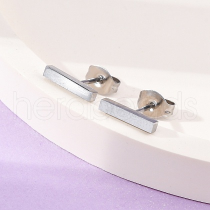 Tarnish Resistant Cuboid 304 Stainless Steel Stud Crawler Earrings EJEW-O052-45P-1