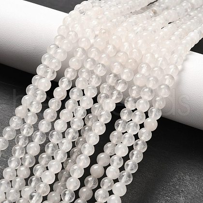 Natural White Jade Round Bead Strands X-G-P072-08-4mm-1