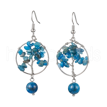 Natural Apatite Dangle Earrings EJEW-JE05747-04-1