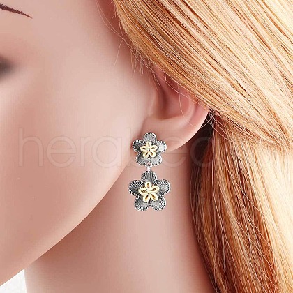 Brass Dangle Stud Earrings EJEW-U059-02GP-1