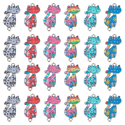 SUNNYCLUE 30Pcs 6 Colors Alloy Enamel Connector Charms ENAM-SC0003-07-1