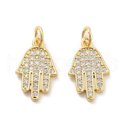 Rack Plating Brass Micro Pave Clear Cubic Zirconia Pendants KK-C063-13G-1