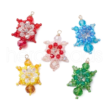 Seed Beads Beaded Charms PALLOY-MZ00351-1