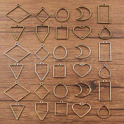 Zinc Alloy Open Back Bezel Pendants FIND-PW0024-02B-1