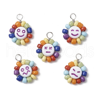 Acrylic & Glass & Copper Pendants PALLOY-JF03892-02-1