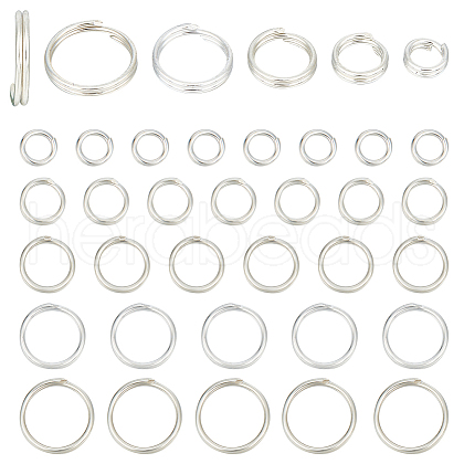 GOMAKERER 40Pcs 5 Styles 925 Sterling Silver Split Jump Rings STER-GO0001-08-1