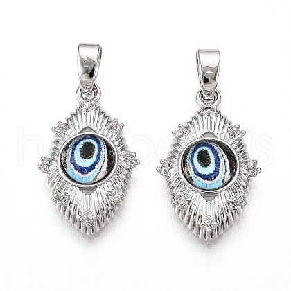 Brass Glass Pendants KK-T070-67B-1
