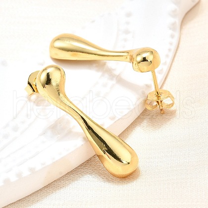 Rack Plating Brass Teardrop Stud Earrings for Women EJEW-Z019-08G-1
