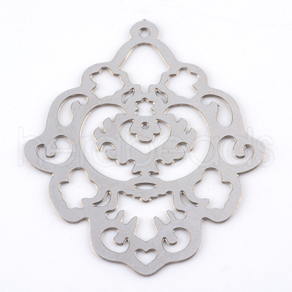 Tarnish Resistant 304 Stainless Steel Filigree Pendants STAS-S044-054-1