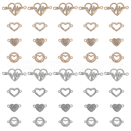 CHGCRAFT 40Pcs 8 Styles Zinc Alloy Connector Charms PALLOY-CA0002-45-1
