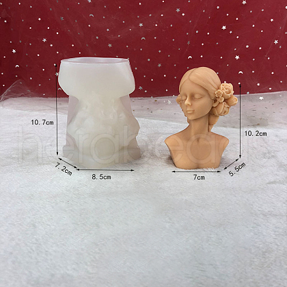 Goddess Girl DIY Candle Food Grade 3D Bust Portrait Silicone Molds CAND-PW0001-257-1