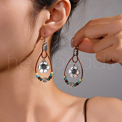 Alloy Synthetic Turquoise Dangle Earrings FS-WG12E90-06-1