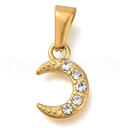 Ion Plating(IP) 304 Stainless Steel Charms with Rhinestone STAS-Z113-11G-1