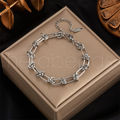 Stainless Steel Knot Thorn Link Chain Bracelets for Women Men WGD3F87-05-1