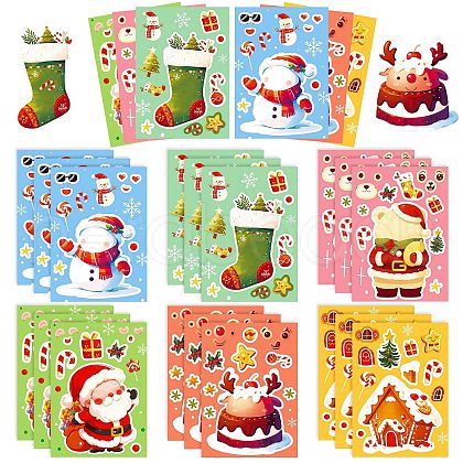 6Pcs Christmas Theme Cartoon Paper Stickers DIY-P085-14B-1