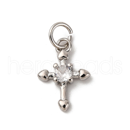 Brass Micro Pave Cubic Zirconia Pendants KK-P308-27P-1