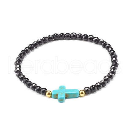 Cross Stretch bracelet for Girl Women BJEW-JB06957-01-1